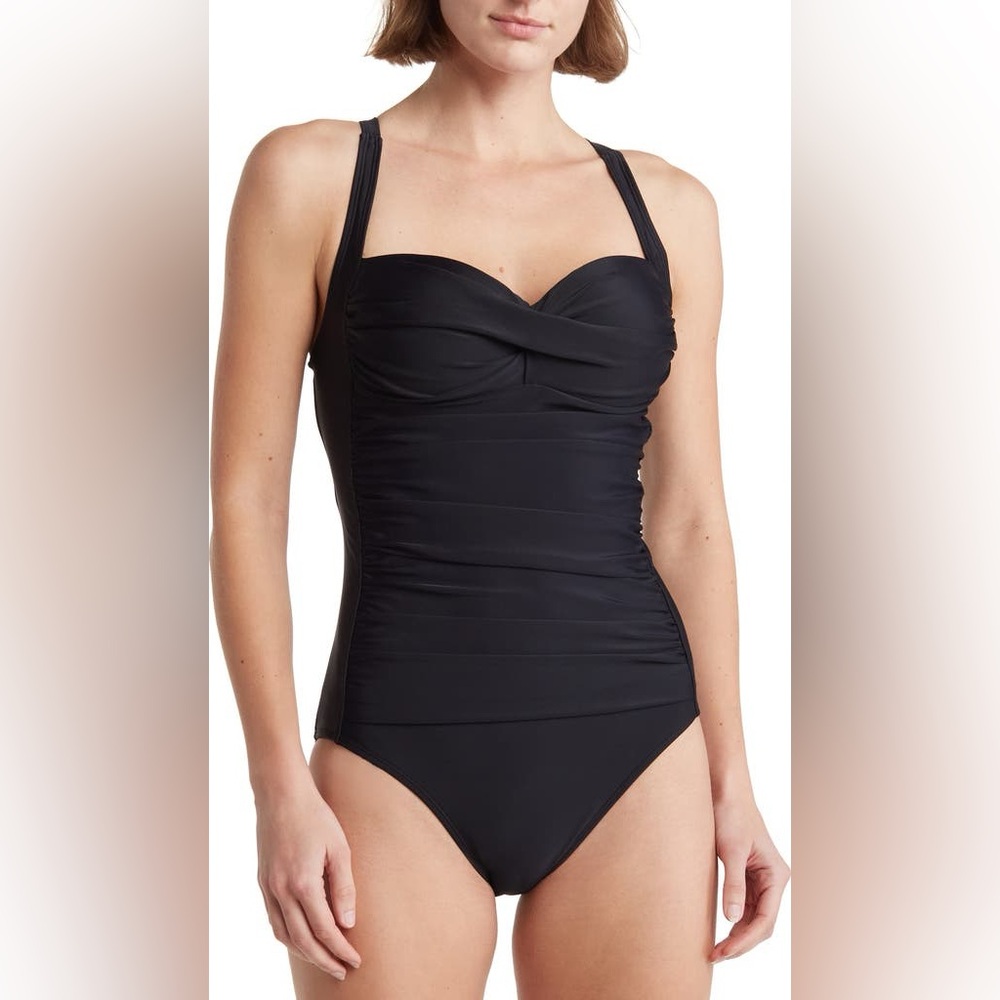 Nicole Miller Ruched One Piece Swimsuit